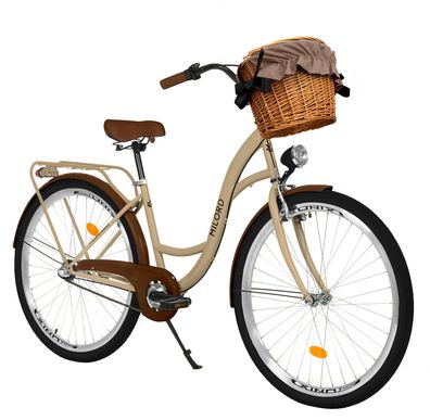 28 Zoll Damenfahrrad MILORD Citybike Mit Weidenkorb Vintage Braun Fahrrad 3 Gänge