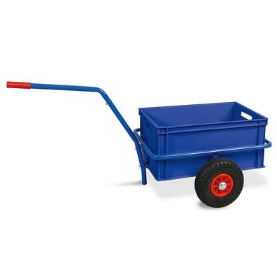 Handwagen mit Kunststoffkasten, H 280 mm, blau, LxBxH 1250x640x660 mm, Trg 200 kg