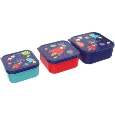 3er Set Brotbox Brotdose Lunchbox Snackbox Kindergarten Schule Picknick space