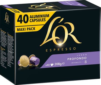 L'OR Espresso Lungo Profondo 8 XXL, Nespresso-kompatibel, 40 Aluminium-Kaffeekap