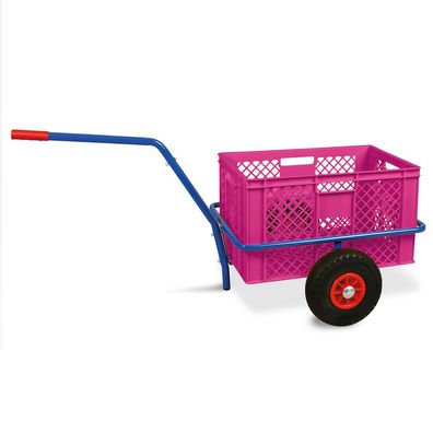 Handwagen mit Kunststoffkorb 600x400x320 mm, pink, Tragkraft 200 kg