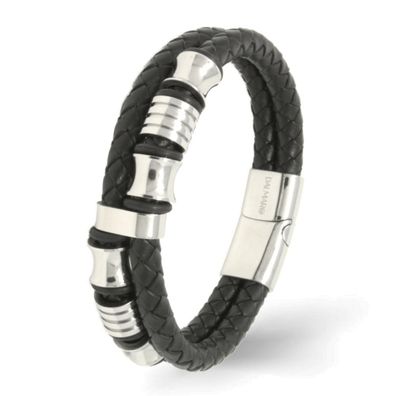 Leder Armband COMBO LAYER SILVER