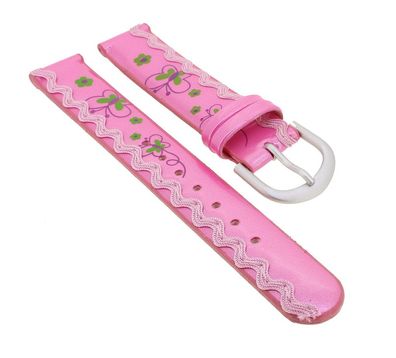 Minott | Kinder Uhrenarmband 14mm | rosa mit Schmetterling-Motiv 32380