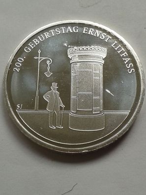 Original 20 euro 2016 Deutschland 200. Geburtstag Ernst Litfass Litfaß Sterlingsilber