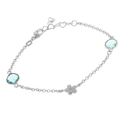 trendor Schmuck Armband für Damen 925 Silber Armkette mit Hellblauen Quarzen 51348