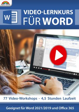 Word 2021 - 2019 Video Lernkurs - 4,5 Stunden - 77 Themen - PC Download Version