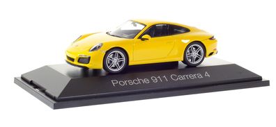 Herpa 071086 - Porsche 911 Carrera 4 Coupé, racing gelb. PC. 1:43