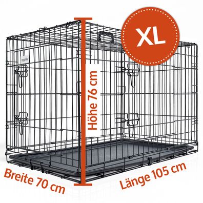 Hundegitterbox Hundetransportbox Hundekäfig Käfig Faltbar Box Größe XL