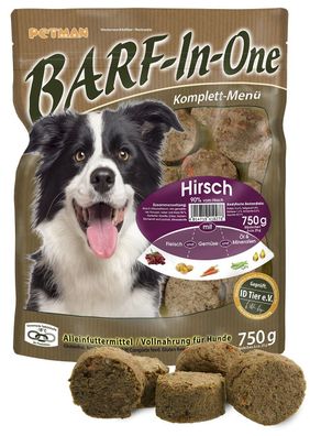 Petman BARF-In-One Hirsch Komplettmenü Hunde-Frostfutter 750 g