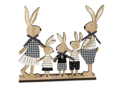 Aufsteller Hasenfamilie s/ w | Osterhase mit Kindern | Dekofigur Ostern 30 cm