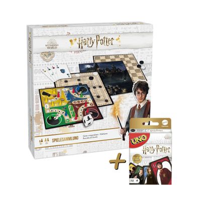 Harry Potter - Spielesammlung + UNO Kartenspiel Bundle Spielepaket Spielebundle