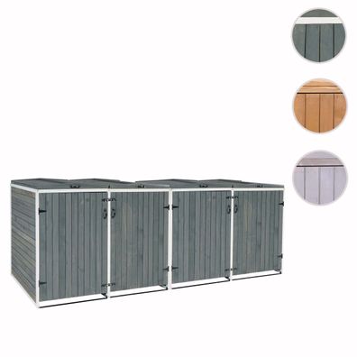 XL 4er-/8er-Mülltonnenverkleidung HWC-H74, Mülltonnenbox, erweiterbar Holz