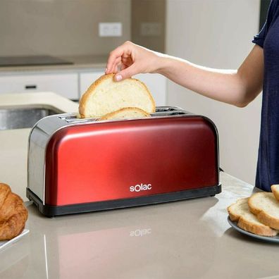 Solac Stillo Red TL5415 Langschlitz Toaster Extra Breite 1500W 7 Stufen Bordo CH