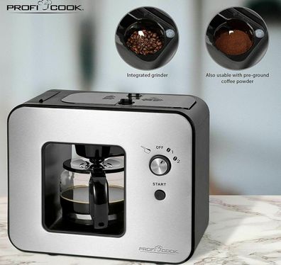 Profi Cook PC-KA 1152 Kaffeeautomat Mahlwerk 2in1 Bonnen & Brühen 900W LED 0,5l