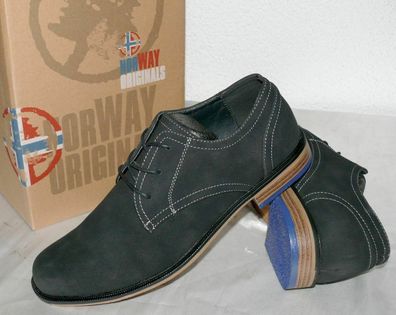 Norway Originals B244500 Moderne & Elegante Leder Business Schuhe 41 46 Schwarz
