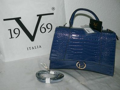 Versace VI20AI0020 RIGIDA A MANO 19V69 Italia Leder Damen Schulter Tasche Blau