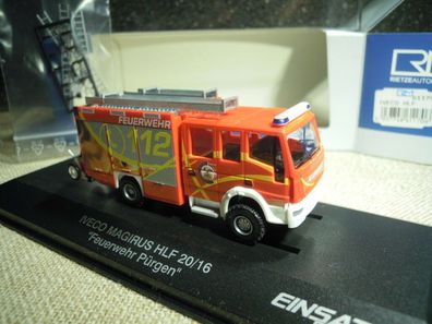 Rietze 61170: Iveco Magirus HLF 20/16 "Feuerwehr Pürgen", H0, NEU & OVP