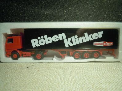Herpa: Scania 142 Koffer-SZ "Röben Klinker", Kunststoffmodell in H0, NEU & OVP