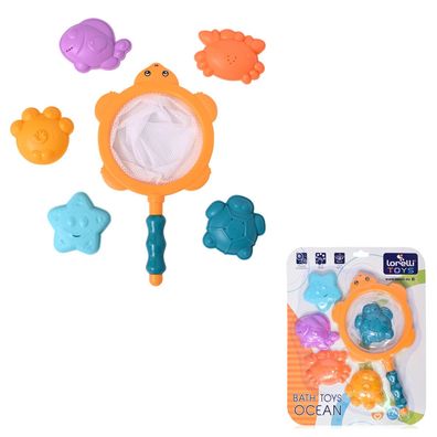 Lorelli Wasserspielzeug Ocean, 6-teilig, Badespielzeug, 1 Netz, 5 Tierfiguren