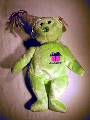 Ty Birthday Beanies Bear August, Stofffigur 24cm groß, NEU mit Etikett