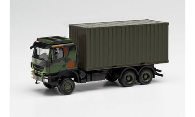 Herpa 746793 Iveco Trakker 6x6 mit 20 ft. Container Flecktarndesign Bundeswehr. 1:87