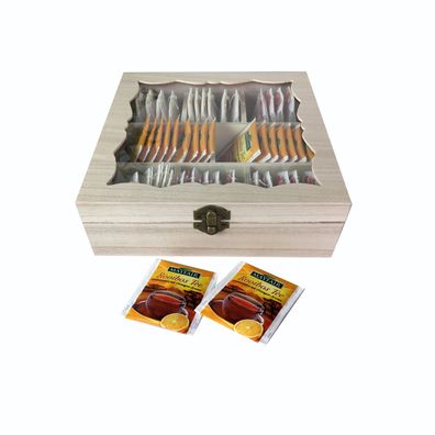 Teedose Teekiste Teebox Teebeutelbox Holz Vorrats Tee Box 8 Fächer B20xL20xH7cm
