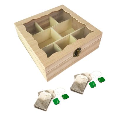 XL 8 Fächer Teekiste Teebox Teebeutelbox Teebeutel Tee Kiste Aufbewahrung Holz