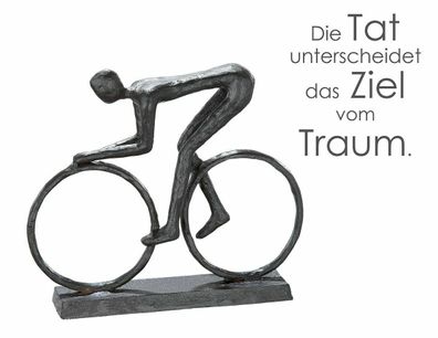 Skulptur RACER 15x17cm Eisen brüniert Radfahrer Fahrrad Rennrad Figur Geschenk