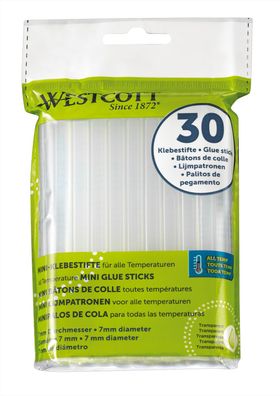 Westcott 30 Heißklebestifte Heißkleber Klebesticks Klebestifte 7mm x 100mm