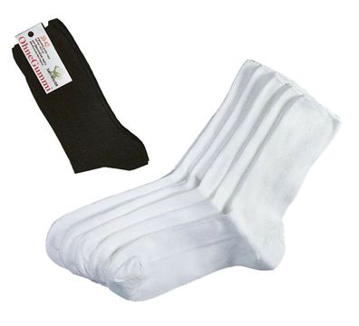Baumwoll-Socken weiß 5er Pack Arztsocken weiße Damensöckchen ohne Gummidruck