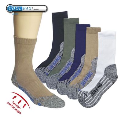 3 Paar Coolmax Funktions-Sportsocken, Trekking-Socken, Frotteesohle