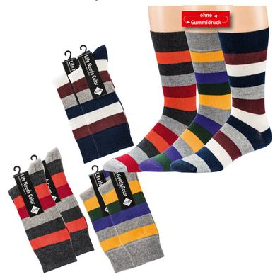 Herren-Socken, Trendmotiv, "Streifen" Pique-Rand, Modefarben, ohne enges Gummi