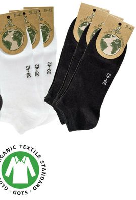 Sneaker-Socken mit Bio Baumwolle, 3 Paar Kurzsocken