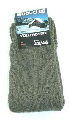 Vollplüsch-Thermo-Kniestrümpfe mit Schafwolle Vollfrottee Armygrün