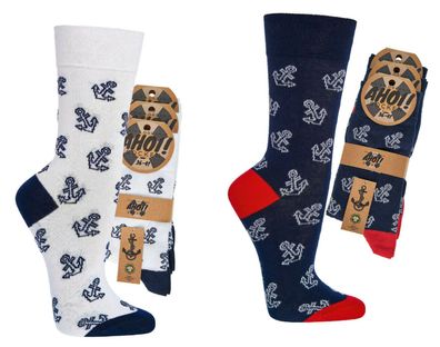 Damen Herren-Socken mit Bio Baumwolle, im 3er Pack, organic cotton Küste Anker