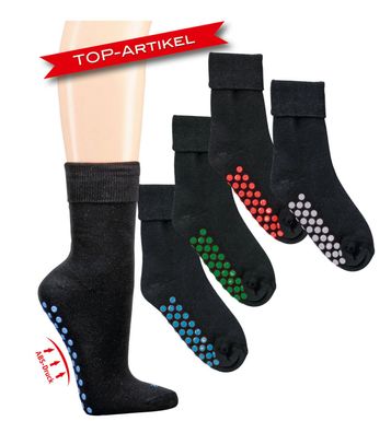 Anti-Rutsch Socken, Strümpfe, Baumwolle schwarz Homesocks ABS