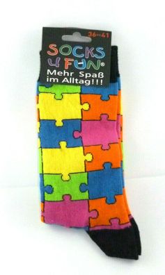 Damen Herren Spaßsocken, Fun socks, witzige Socken, Puzzle