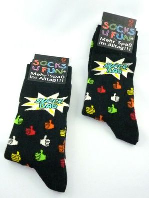 Damen, Herren, Spaßsocken, Fun socks, witzige Socken "Super Dad"