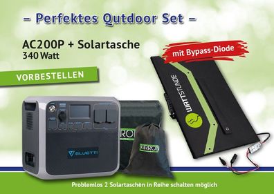 Bluetti AC200P Solarpowerstation Set mit Solartasche von Wattstunde