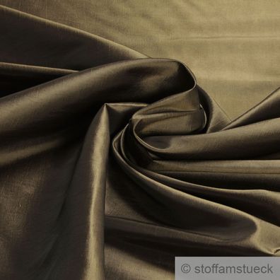 Stoff Polyester Kleidertaft olivbraun Taft dezenter Glanz braun