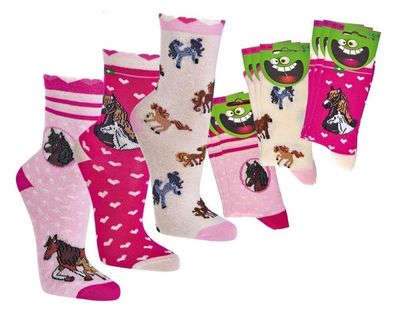 Socks 4 Fun Freizeitsocken Socks 4 Fun Mädchensocken Pferde 3 Paar