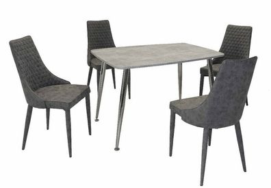 Essgruppe Beton/ grau Tischgruppe Esszimmergarnitur modern Schalenstühle Esstisch