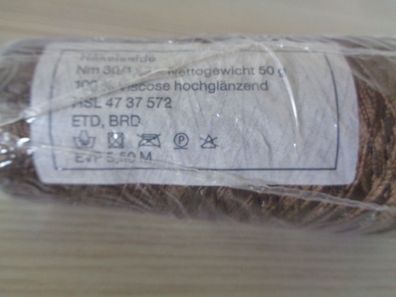 Häkelseide Nm 30/1 x 3 -Nettogewicht 50g -hochglänzend braun