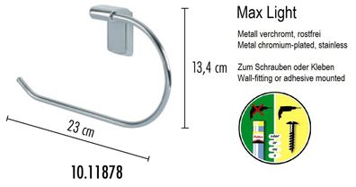 Max Light Chrom Handtuchhalter C-Form Handtuchring Metall verchromt