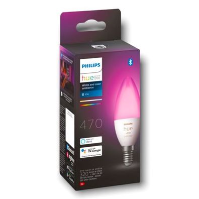Philips Hue White and Color Ambiance LED-Bulb E14, 4W, 1er-Pack !Bluetooth! 470