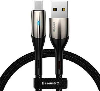 Baseus QC3.0 Intelligentes Ladekabel Datenkabel USB Typ-C 3A 1m LED schwarz