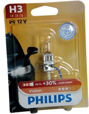 H3 Philips Vision PK22s + 30% mehr Licht 1 Stück Blister 12336PRB1