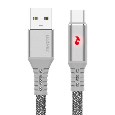 Dudao USB-USB TypC flach Ladekabel 1m 3A mit LED-Lichtladeanzeige grau