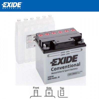 Batterie EXIDE 12V/30AH für BMW (30AH) Y60-N30L-B, inklusive Säurepack, DIN 53030