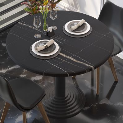 Werzalit | Bistro Tischplatte | Ø80cm | Schwarz Marmor | Topalit Tischplatte